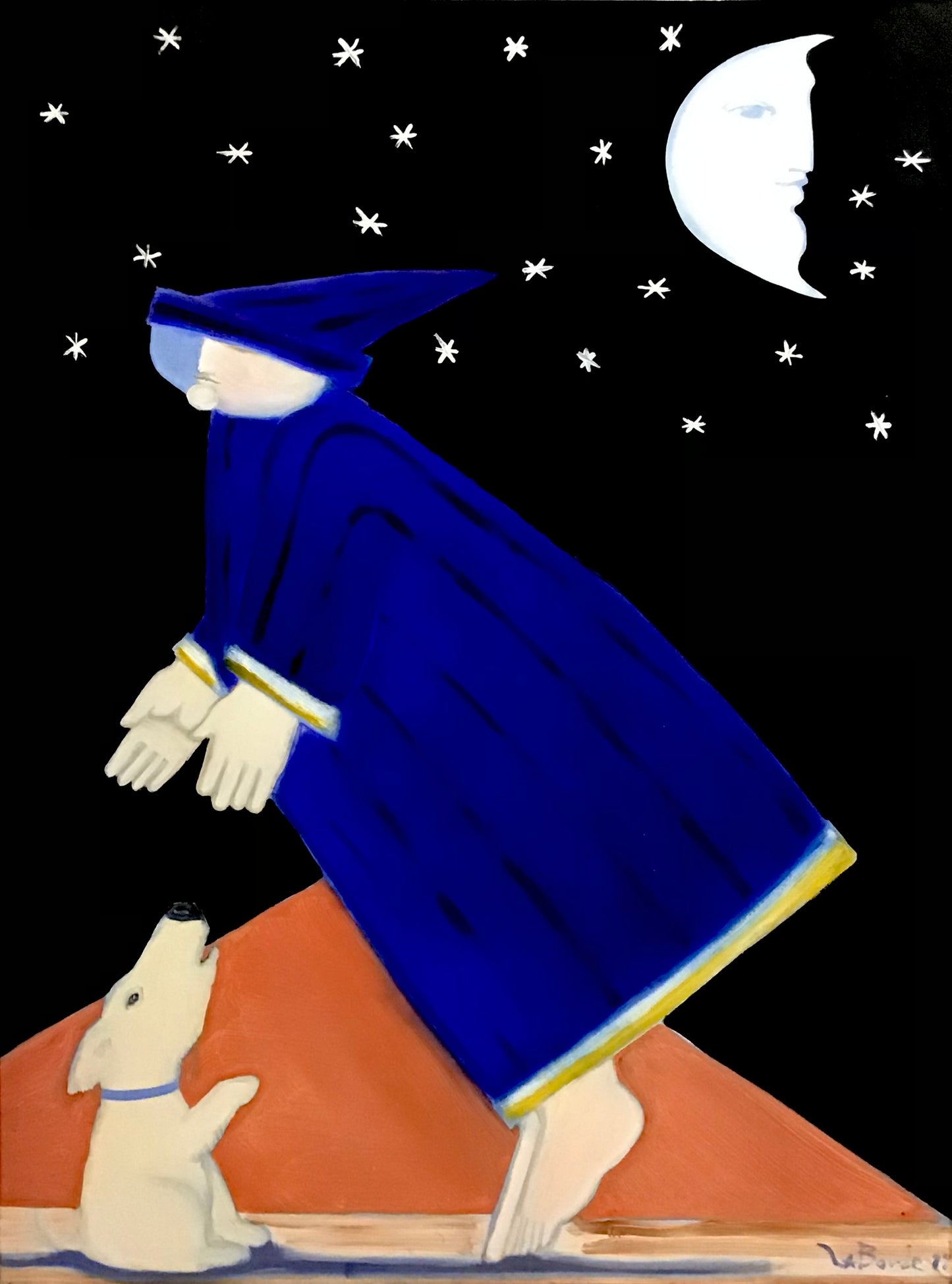 "Little Tater Barked for His Place In Bodo’s Arms" (36x48)