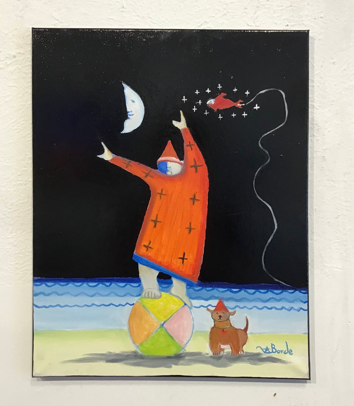 "Bodo and Sugar Learning the Balance" (16x20)