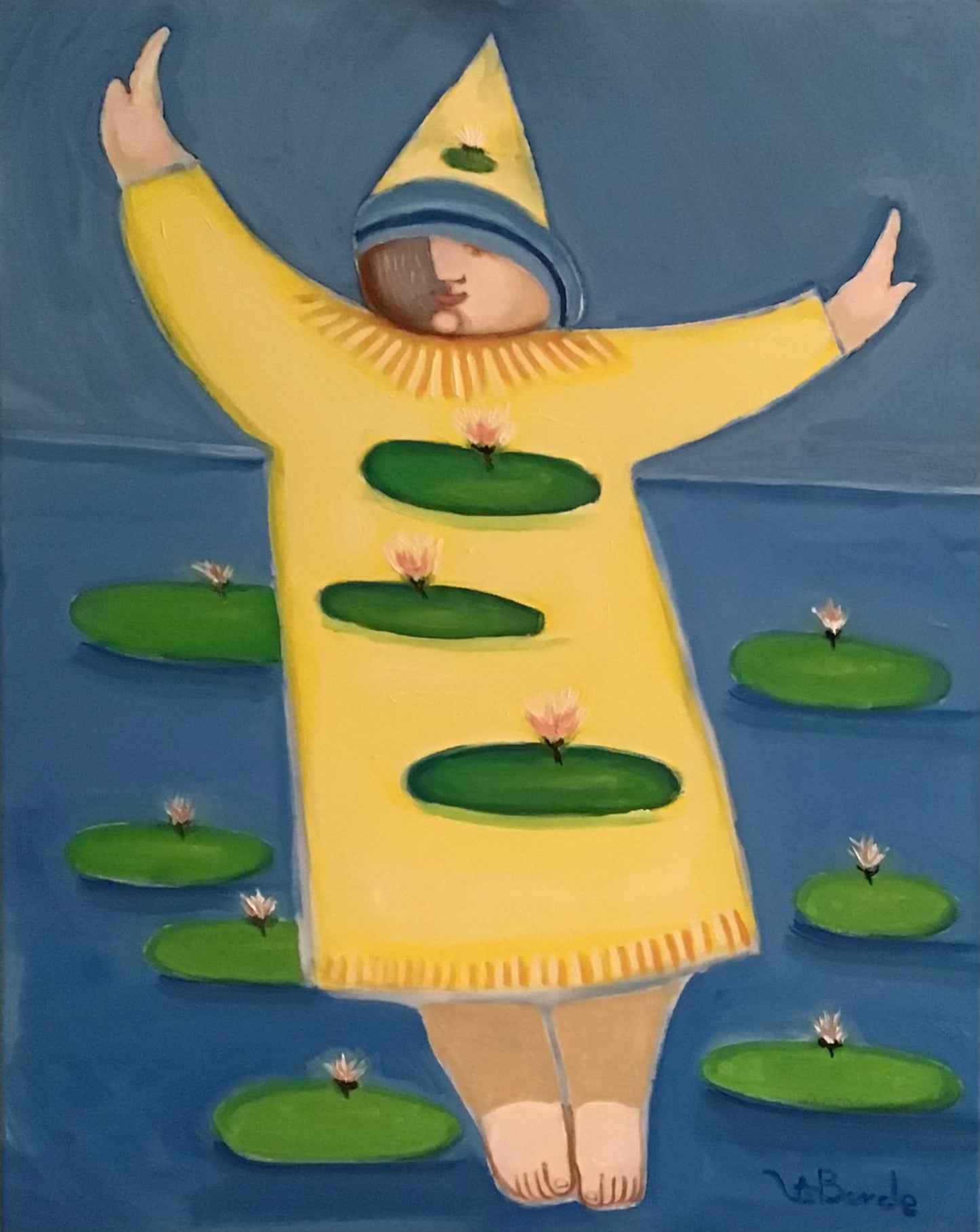 "Floating Among the Lily Pads...Bodo Sang His Song" (24x30)
