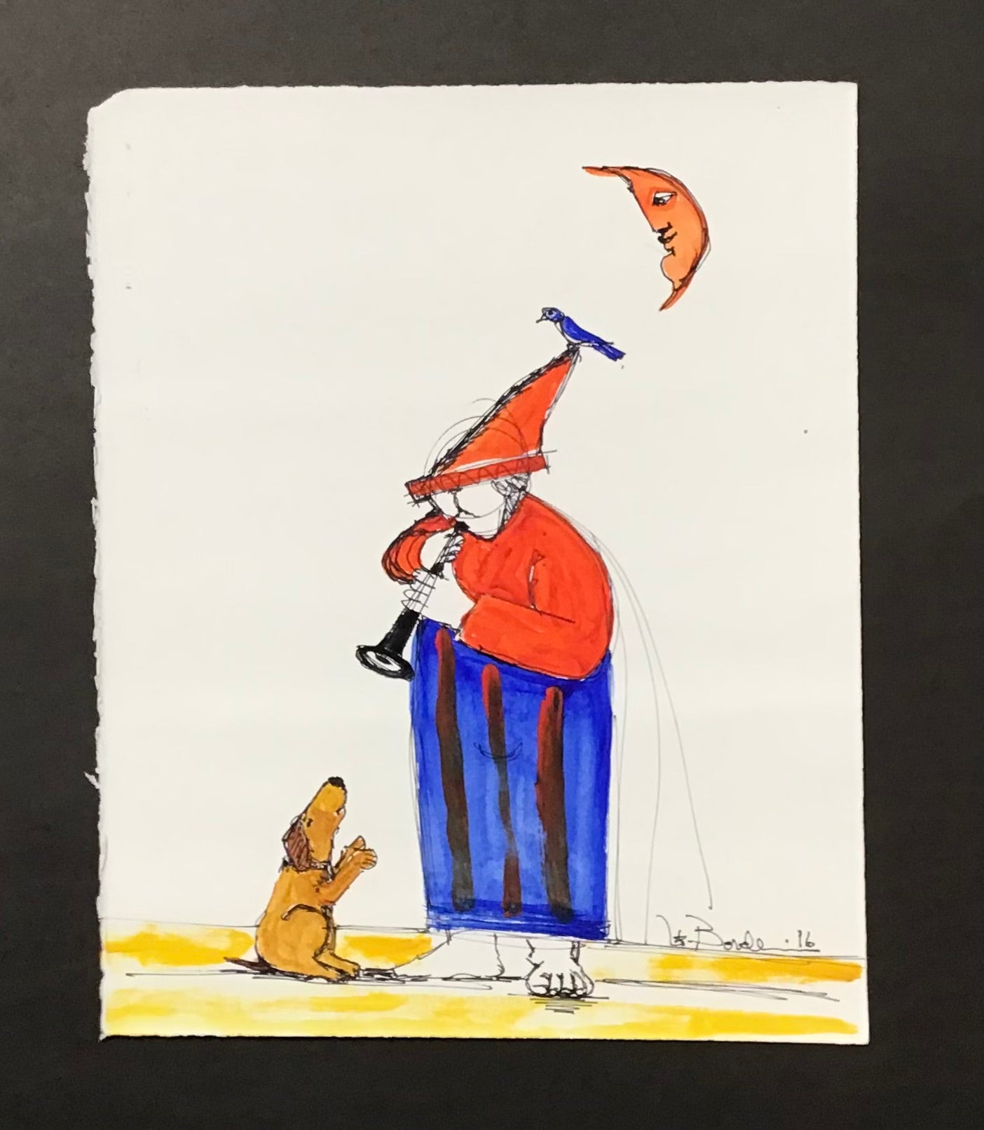 "Bodo Putting on a Show" ( 11.25" x 14")
