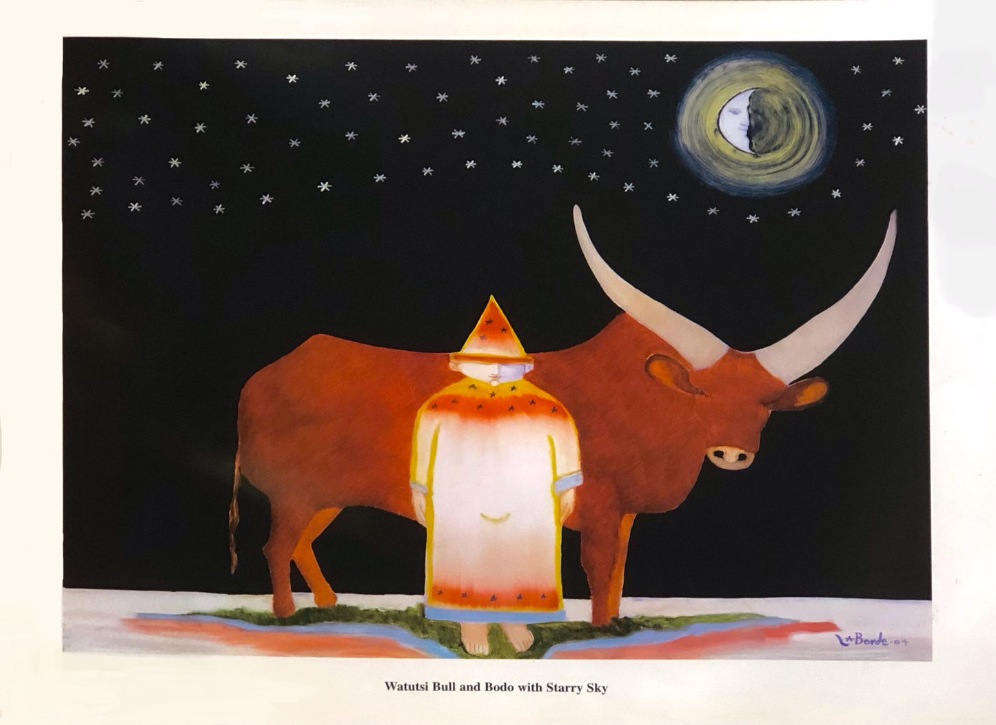 Watutsi Bull & Bodo with Starry Sky